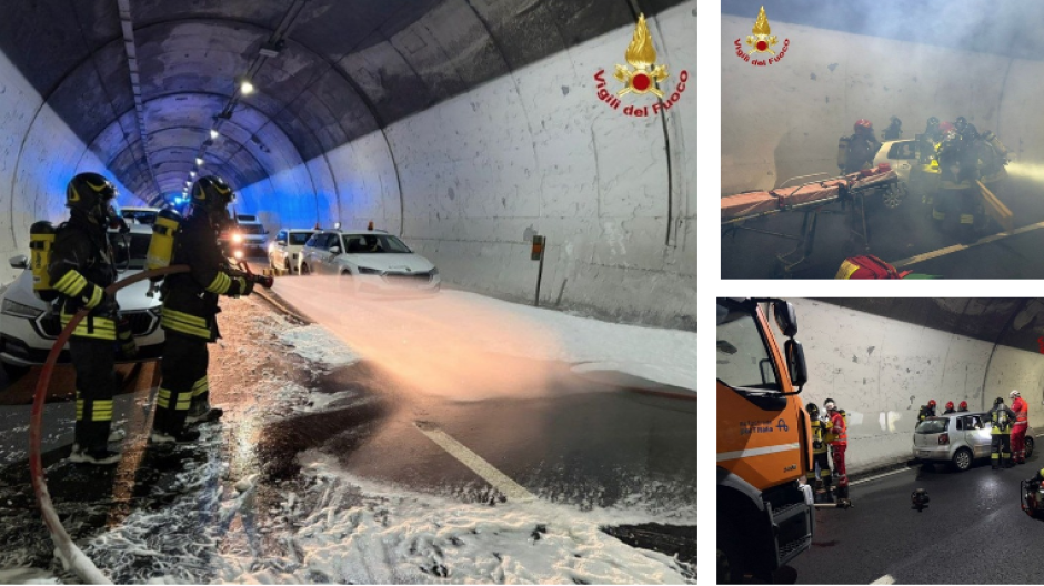 Maxi esercitazione in galleria a Stresa: simulato incidente con incendio